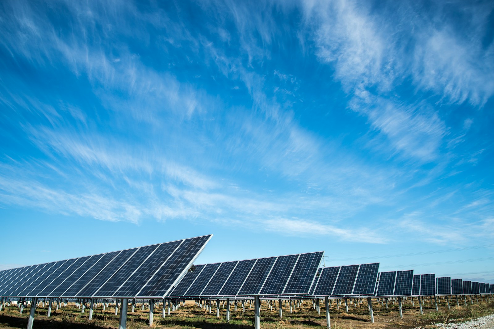 Solar panels under an open sky